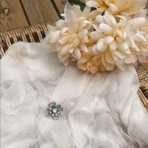 Vintage • Silver & Aquamarine 4 Leaf Clover Brooch